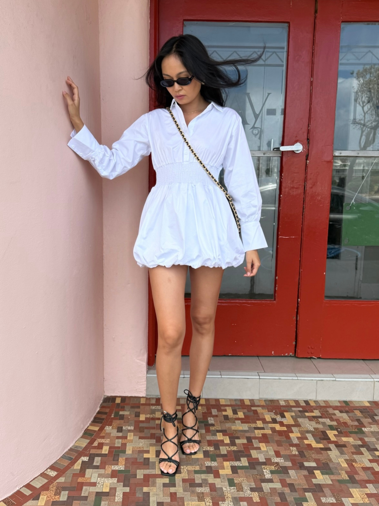 Bubble Hem Mini Shirt Dress