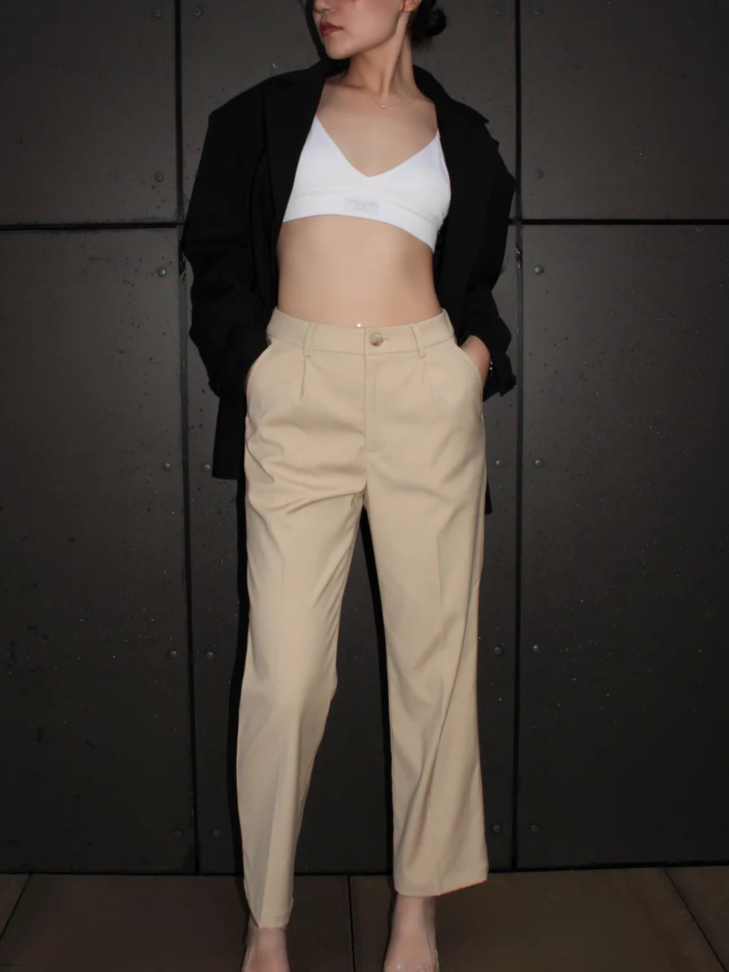 Petite High Waist Straight-leg Tailored Trousers