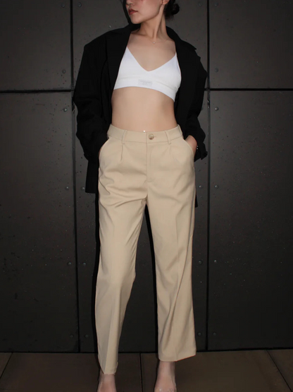 Petite High Waist Straight-leg Tailored Trousers